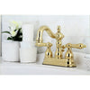 Kingston Polished Brass 2 Handle 4" Centerset Bathroom Faucet w Pop-up KS1602AL