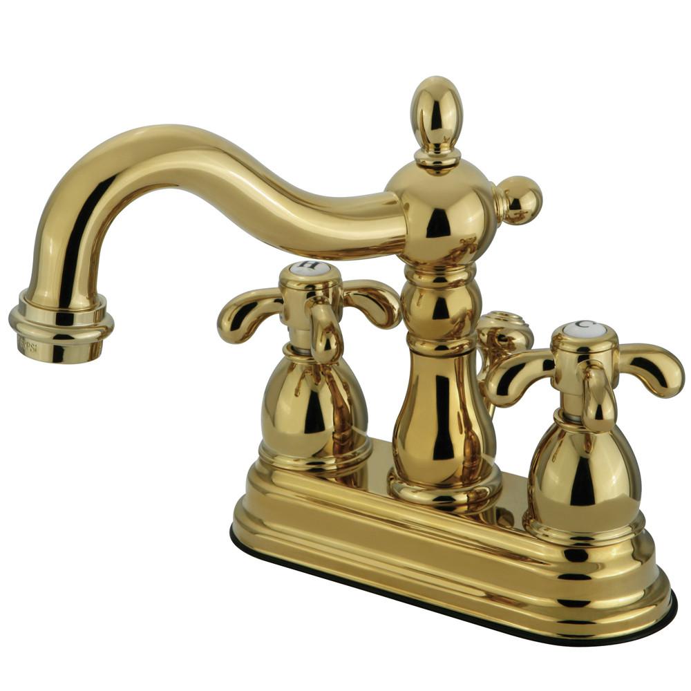 Kingston Polished Brass French Country 4" Center Set Bathroom Faucet KS1602TX