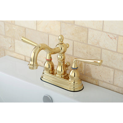 Kingston Silver Sage Polished Brass Centerset Bathroom Faucet W Drain KS1602ZL