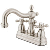 Kingston Satin Nickel 2 Handle 4" Centerset Bathroom Faucet w Pop-up KS1608AX