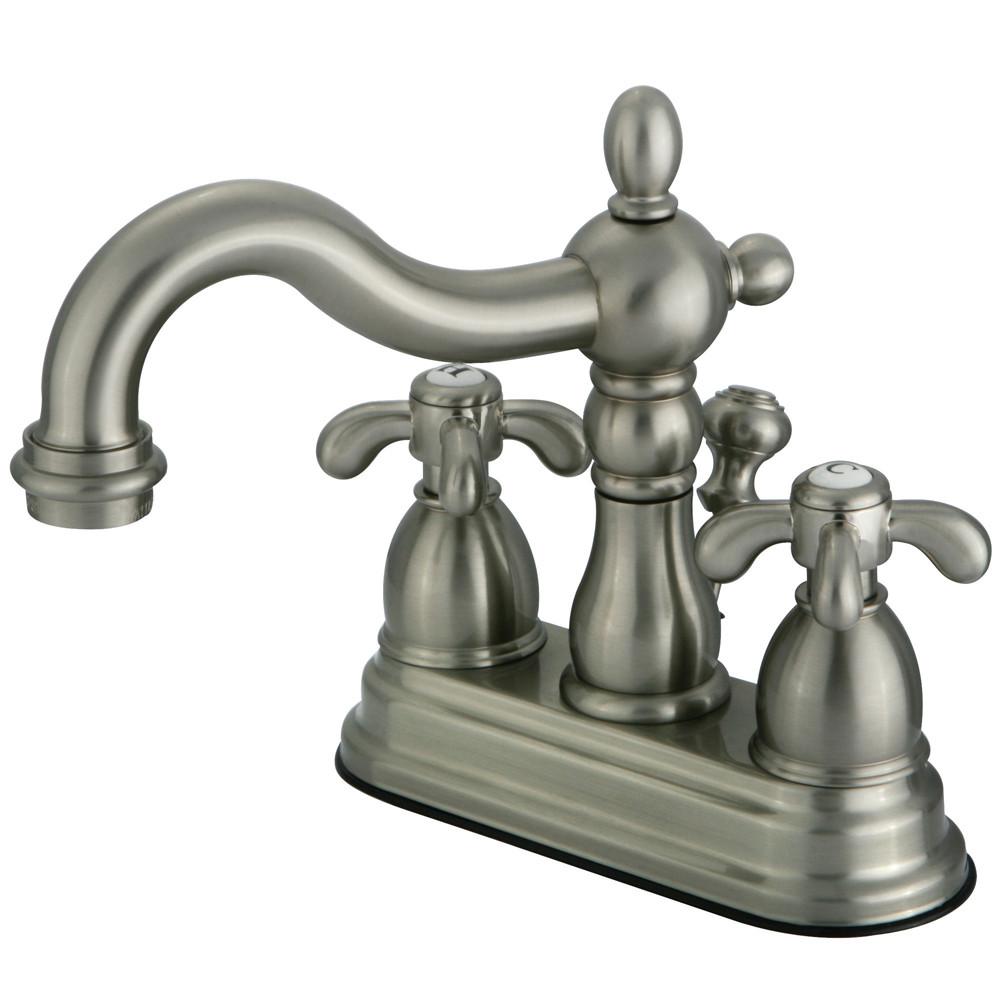 Kingston Satin Nickel French Country 4" Center Set Bathroom Faucet KS1608TX