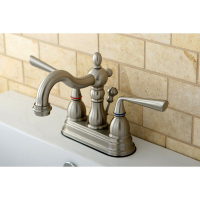 Kingston Silver Sage Satin Nickel 4" Centerset Bathroom Faucet W/Pop-Up KS1608ZL