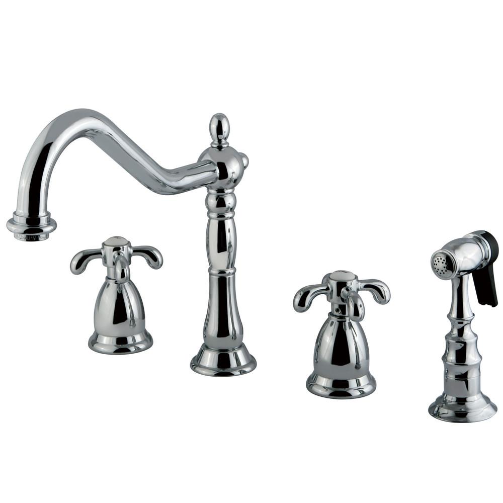 Kingston Brass Chrome French Country Widespread Kitchen Faucet KS1791TXBS
