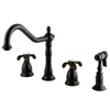 Kingston Oil Rubbed Bronze French Country Widespread Kitchen Faucet KS1795TXBS