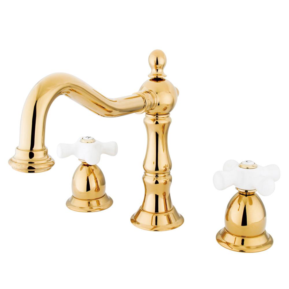 Kingston Polished Brass 2 Handle Widespread Bathroom Faucet w Pop-up KS1972PX