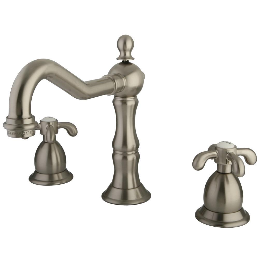 Kingston Brass Satin Nickel French Country Widespread Bathroom Faucet KS1978TX