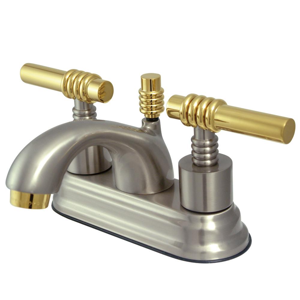 Kingston Satin Nickel/Polished Brass 4" Centerset Bathroom Faucet KS2609ML