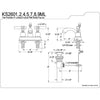 Kingston Satin Nickel/Polished Brass 4" Centerset Bathroom Faucet KS2609ML