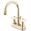 Kingston Polished Brass 2 Handle 4" Centerset Bathroom Faucet w Pop-up KS2612PX
