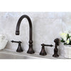 Kingston Oil Rubbed Bronze 8" Deck Mount Kitchen Faucet w Sprayer KS2795TLBS