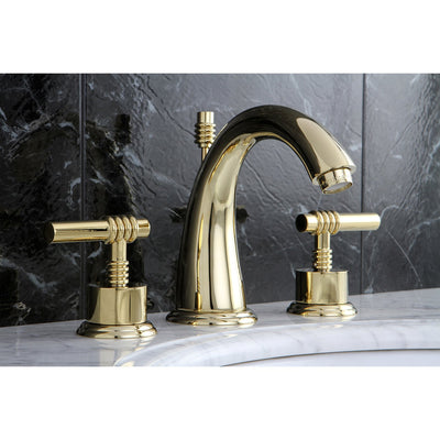 Kingston Polished Brass 2 Handle Widespread Bathroom Faucet w Pop-up KS2962ML