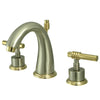 Kingston Satin Nickel/Polished Brass Widespread Bathroom Faucet KS2969ML