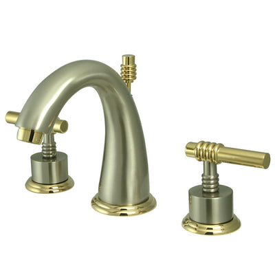 Kingston Satin Nickel/Polished Brass Widespread Bathroom Faucet KS2969ML