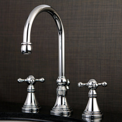 Kingston Brass Chrome 2 Handle Widespread Bathroom Faucet w Pop-up KS2981KX