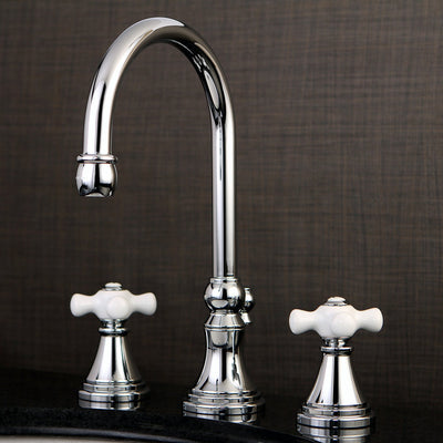 Kingston Brass Chrome 2 Handle Widespread Bathroom Faucet w Pop-up KS2981PX