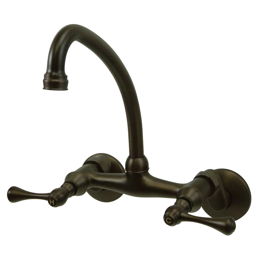 High Arch Lever Handle Oil Rubbed Bronze Wall Mount Kitchen Faucet KS314ORB