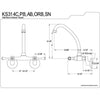 Kingston Hi-Arch Lever Handle Satin Nickel Wall Mount Kitchen Faucet KS314SN