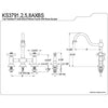 Kingston Chrome 8" centerset Bridge two handle Kitchen Faucet w spray KS3791AXBS