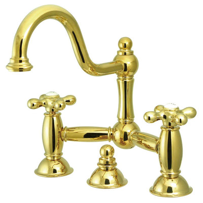 Polished Brass 8" Centerset Bridge Bathroom Sink Faucet w drain KS3912AX