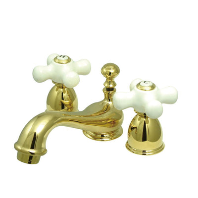 Kingston Brass Polished Brass Mini widespread Bathroom Lavatory Faucet KS3952PX