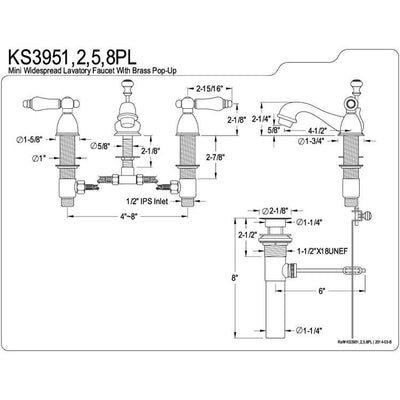 Kingston Brass Satin Nickel Mini widespread Bathroom Lavatory Faucet KS3958PL