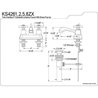 Kingston Brass KS4261ZX 4" Centerset Bathroom Faucet Polished Chrome