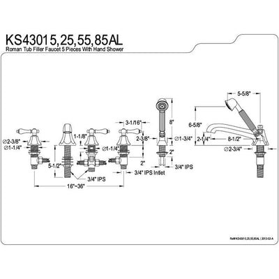 Kingston Brass Satin Nickel Roman Tub Filler Faucet with Sprayer KS43085AL