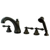 Kingston Brass Oil Rubbed Bronze Roman Tub Filler Faucet with Sprayer KS43255AL
