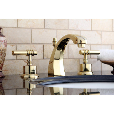 Kingston Polished Brass 2 Handle Widespread Bathroom Faucet w Pop-up KS4982ML
