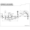 Kingston Brass Satin Nickel Roman Tub Filler Faucet with Sprayer KS53685FL