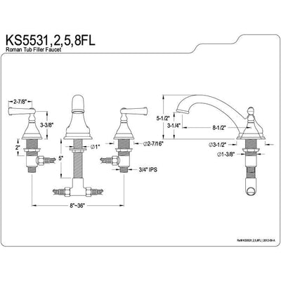 Kingston Brass Chrome Two Handle Roman Tub Filler Faucet KS5531FL