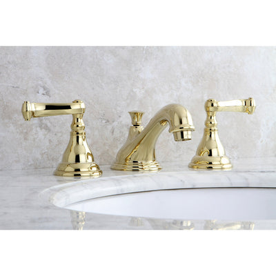 Kingston Polished Brass Royale 2 Hdl Widespread Bathroom Faucet w drain KS5562FL