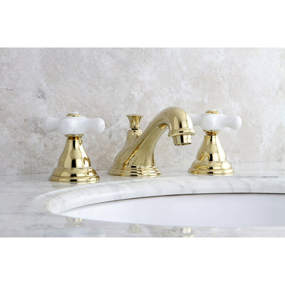 Kingston Polished Brass Royale 2 Hdl Widespread Bathroom Faucet w drain KS5562PX