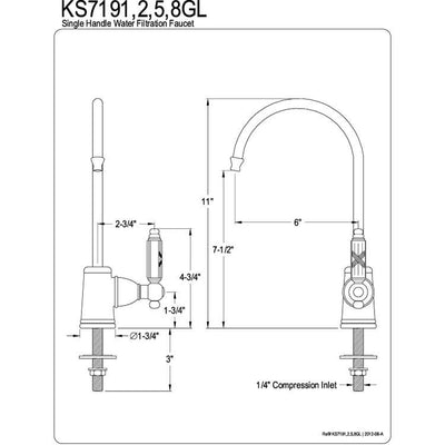 Kingston Brass Satin Nickel Georgian kitchen water filtration faucet KS7198GL