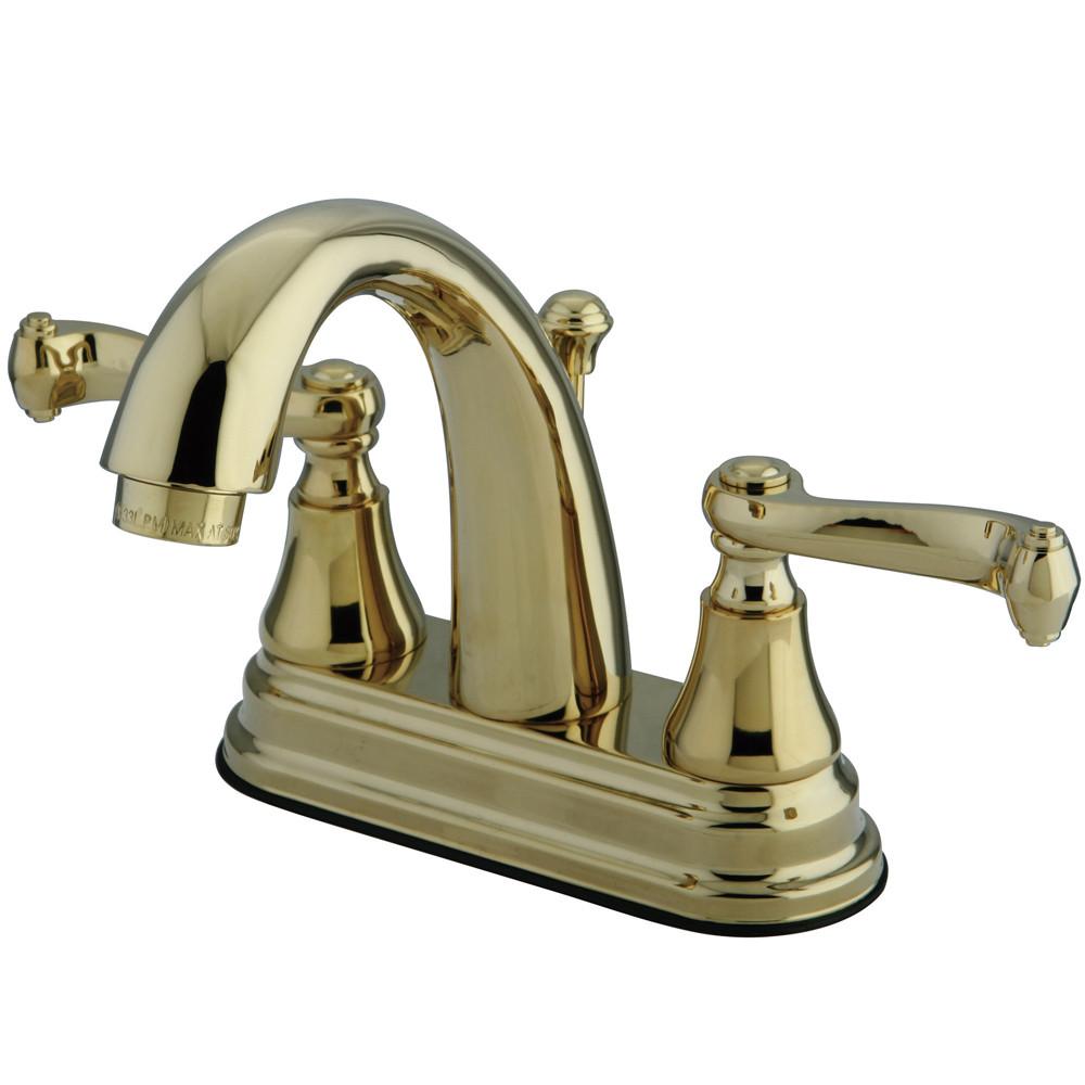 Kingston Polished Brass 2 Handle 4" Centerset Bathroom Faucet w Pop-up KS7612FL