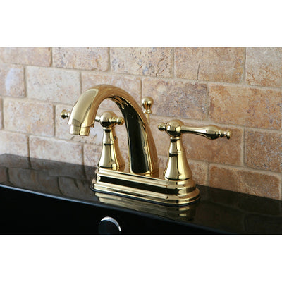 Kingston Polished Brass 2 Handle 4" Centerset Bathroom Faucet w Pop-up KS7612NL