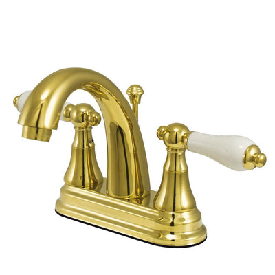 Kingston Polished Brass 2 Handle 4" Centerset Bathroom Faucet w Pop-up KS7612PL