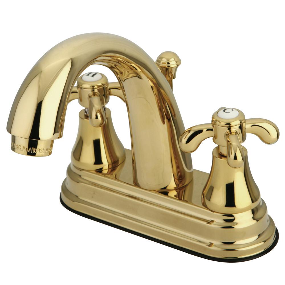 Kingston Polished Brass French Country 4" Center Set Bathroom Faucet KS7612TX