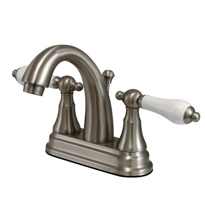 Kingston Satin Nickel 2 Handle 4" Centerset Bathroom Faucet w Pop-up KS7618PL