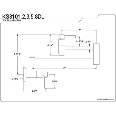 Kingston Brass Concord Polished Brass Wall-Mount Pot Filler Faucet KS8102DL