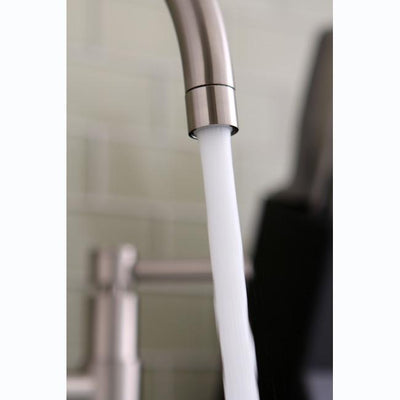Satin Nickel Two Handle 8" Goose Neck Deck Mount Kitchen Faucet KS8178DLLS