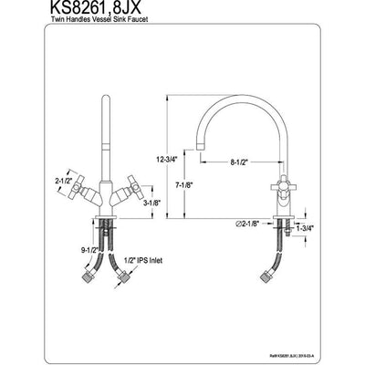 Kingston Brass Concord Chrome Two Handle Vessel Sink Faucet KS8261JX