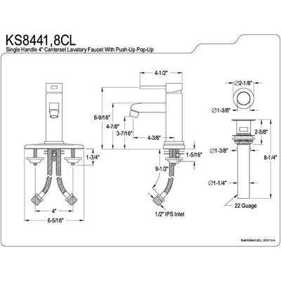 Kingston Brass Claremont Satin Nickel Bathroom Faucet w Push Up Drain KS8448CL