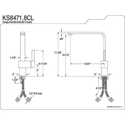 Kingston Brass Claremont Chrome Single Handle Kitchen Faucet KS8471CL
