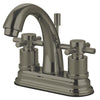 Kingston Satin Nickel 2 Handle 4" Centerset Bathroom Faucet w Pop-up KS8618DX
