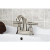 Kingston Satin Nickel 2 Handle 4" Centerset Bathroom Faucet w Pop-up KS8618ML