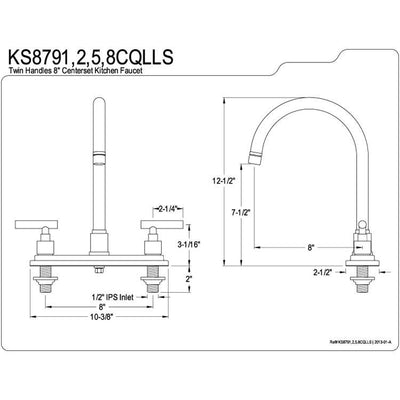 Kingston Brass Claremont Polished Brass Two handle 8" Kitchen Faucet KS8792CQLLS