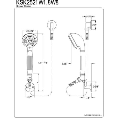 Kingston Brass Chrome 5 Setting Hand Shower Head Faucet with Hose KSK2521W1