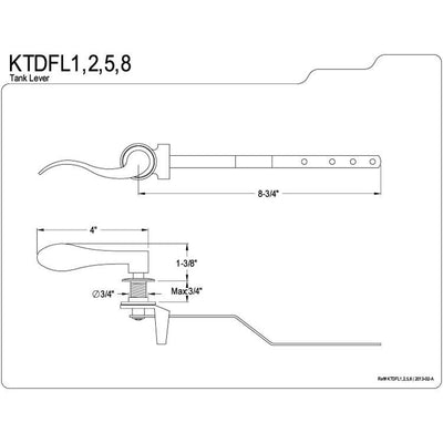 Kingston Brass Satin Nickel NuWave Toilet Tank Flush Handle Lever KTDFL8