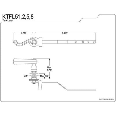 Kingston Brass Satin Nickel Royale Toilet Tank Flush Handle Lever KTFL58